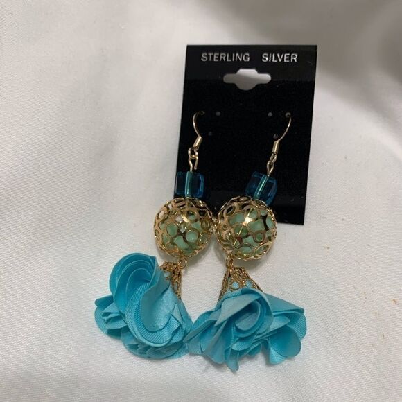 🌷 Handmade 14k gold over 925 Dangle Earrings - Picture 5 of 8